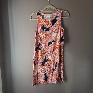 J Jill Sleeveless Shift Dress Geometric Floral Pattern Size XS Petite